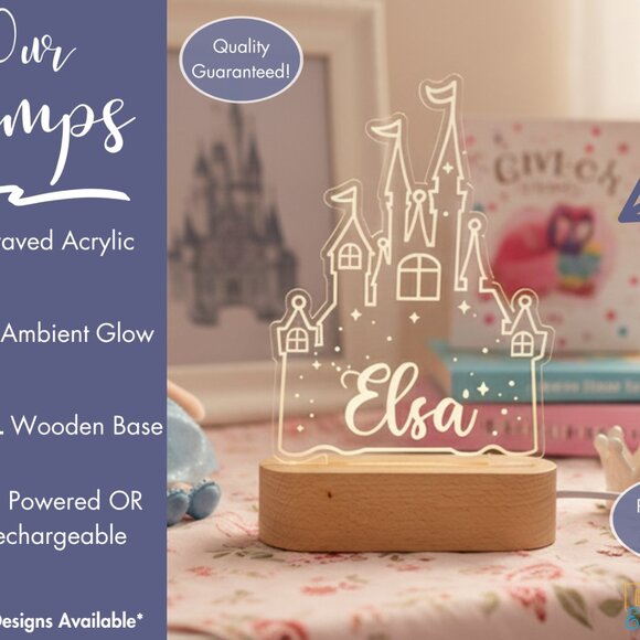 Personalized Princess Castle Night Light – Cute Nightlight for Girls - Picture 3 of 8